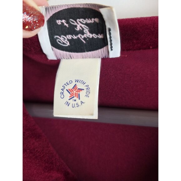 Barbizon at Home Women's Vintage Nightgown Medium Burgundy Velvet Robe Pajama - Picture 11 of 16